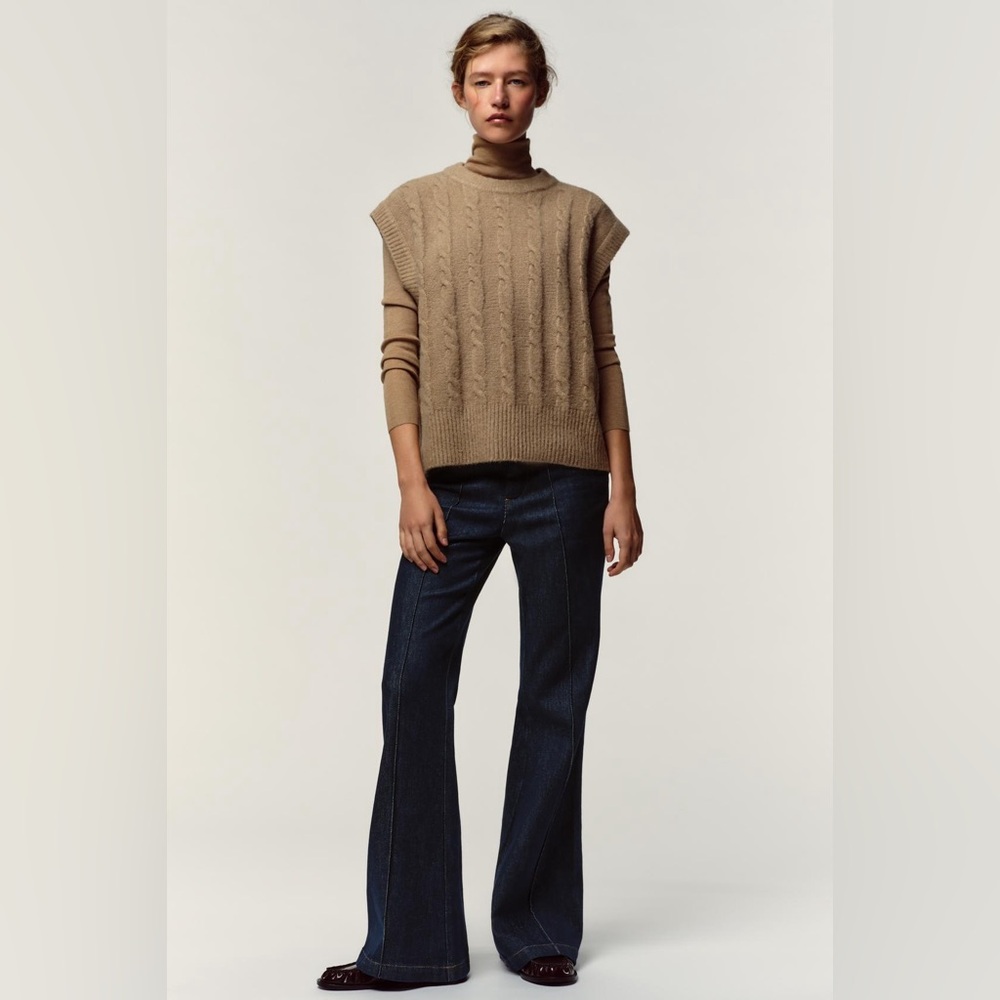 NWT Zara CABLE KNIT VEST JUMPER